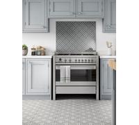 Laura Ashley Mr Jones Charcoal Geometric Self-Adhesive Toughened Glass Kitchen Splashback 900mm X 750mm X 6mm