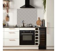 Laura Ashley Mr Jones Dove Grey Geometric Self-Adhesive Glass Splashback, (H)750mm (W)900mm (T)6mm