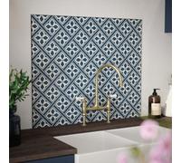 Laura Ashley Mr Jones Midnight Seaspray Glass Kitchen Splashback 900Mm X 750Mm, Blue