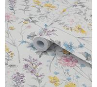 Laura Ashley Multicolour Wild Meadow Smooth Wallpaper Sample