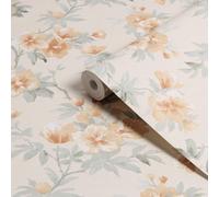 Laura Ashley Natural Flair Apricot Rosamund Smooth Wallpaper