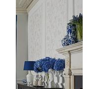 Laura Ashley Oriental Garden Pearlescent White Wallpaper White