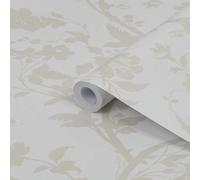Laura Ashley Oriental Pearlescent White Garden Smooth Wallpaper Sample