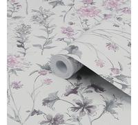 Laura Ashley Pale Iris Wild Meadow Smooth Wallpaper Sample