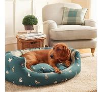 Laura Ashley Park Dog Teal Blue Check Machine Washable Sustainable Thermal Filling Deluxe Slumber Dog/Puppy Bed 18 Inch