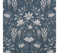 Laura Ashley Parterre Dark Seaspray Damask Smooth Wallpaper 113404