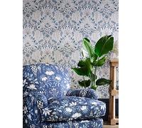 Laura Ashley Parterre Off White / Seaspray Wallpaper White