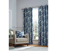 Laura Ashley Parterre Pure Cotton Floral Eyelet Curtains Blue Mix