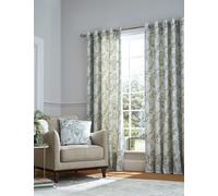 Laura Ashley Parterre Pure Cotton Floral Eyelet Curtains Green Mix