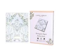 Laura Ashley Parterre Sage Digital Kitchen Scales - Space-Saving Food Weighing Scales with Built-In Battery, Tempered Glass, LCD Display, Tare Function, Electronic Cooking & Baking for Everyday Use