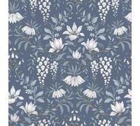 Laura Ashley Parterre Wallpaper - Dark Seaspray - 10m
