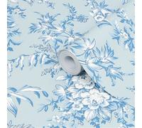 Laura Ashley Picardie Blue Sky Floral Smooth Wallpaper Sample