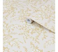 Laura Ashley Picardie Pale Gold Floral Smooth Wallpaper Sample