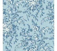 Laura Ashley Picardie Blue Sky Floral Smooth Wallpaper