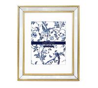Laura Ashley Picture Frame, 11x14 inches, Gold, Beaded Mirrored Design, Wall Mount