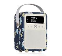 Laura Ashley Portable DAB Radio Mains Powered & Battery - Elveden Navy | Monty Digital DAB+ Radio Mains Powered with Bluetooth, Rechargeable, Dual Alarms, Sleep Timer, FM, Clear LCD, 60 Presets