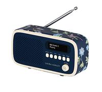 Laura Ashley Portable DAB Radio with Bluetooth - Built-in Rechargeable Battery Powered Radio - Digital DAB Radios Alarm Clock with Dual Alarms & Sleep Timer - DAB+ Radios Mains Powered - Elveden Navy