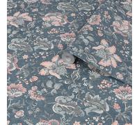 Laura Ashley Portia Dark Seaspray Floral Smooth Wallpaper Sample