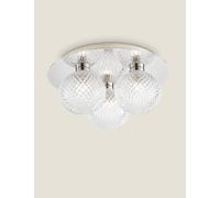 Laura Ashley Prague Faceted Glass Flush Ceiling Light - Silver, Silver
