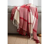 Laura Ashley Pure Cotton Dylan Checked Throw Red Mix