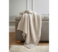 Laura Ashley Pure Cotton Parker Knitted Throw Light Grey