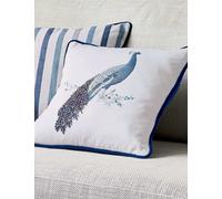 Laura Ashley Pure Cotton Peacock Beaded Cushion Blue Mix
