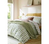 Laura Ashley Pure Cotton Pensham Striped Bedding Set Green Mix