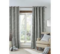 Laura Ashley Pussy Willow Eyelet Curtains Light Grey