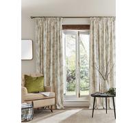 Laura Ashley Pussy Willow Pure Cotton Pencil Pleat Curtains Green Mix