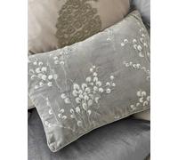 Laura Ashley Pussy Willow Velvet Embroidered Cushion Light Grey Mix
