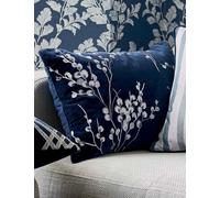 Laura Ashley Pussy Willow Velvet Embroidered Cushion Navy Mix