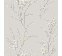 Laura Ashley Pussy Willow Wallpaper - Dove Grey - 10m