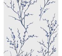 Laura Ashley Willow Midnight & Off White Floral Smooth Wallpaper