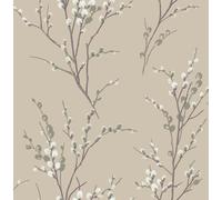 Laura Ashley Pussy Willow Wallpaper - Natural - 10m