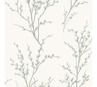 Laura Ashley Pussy Willow Wallpaper - Sage Green - 10m