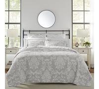 Laura Ashley - Queen Quilt Set, Cotton Reversible Bedding with Matching Shams, Lightweight Home Decor Ideal for All Seasons (Venetia Grey, Queen)