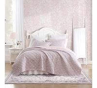 Laura Ashley- Queen Quilt Set, Reversible Cotton Bedding with Matching Sham(s), Lightweight Home Decor for All Seasons (Loveston Pink, Queen)