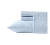 Laura Ashley - Queen Sheet Set, Super Soft Cotton Sateen Bedding Set with Matching Shams, Oeko-Tex Certified (Little Vines Blue, Queen)