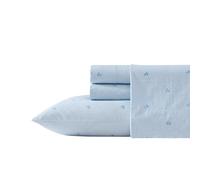 Laura Ashley - Queen Sheets - Cotton Percale Bedding Set Lightweight Breathable Home Decor (Blue Gingham Turtle, Queen)