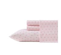 Laura Ashley - Queen Size Sheets, Cotton Percale Bedding Set, Lightweight Breathable Home Decor (Scallop Dollop Pink, Queen)