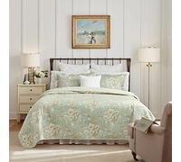 Laura Ashley Quilt Set-100, Reversible, All Season Bedding, Includes Matching Sham(s), Cotton, Serene, King