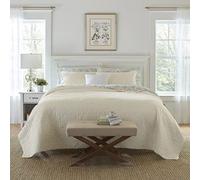 Laura Ashley Quilt Set-100, Reversible, All Season Bedding with Matching Sham(s), Pre-Washed for Added Softness, Cotton, Ivory, Twin