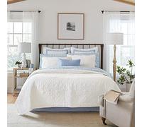 Laura Ashley Quilt Set-100, Reversible, All Season Bedding with Matching Sham(s), Pre-Washed for Added Softness, Cotton, White, Queen