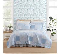 Laura Ashley - Quilt Set, Breathable Premium Bedding with Matching Sham, Luxuriously Soft Home Decor (Colleens Coastal Patchwork Blue, Twin)