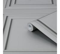 Laura Ashley Redbrook Silver Grey Wood Panel Effect Smooth Wallpaper