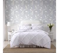 Laura Ashley Reversible Bedding Set with Matching Sham(s), Farmhouse Home Décor, Microfiber, Norah Solid White, Queen