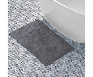 Laura Ashley Reversible Cotton Bath Mat, Charcoal, 21in. X 34in