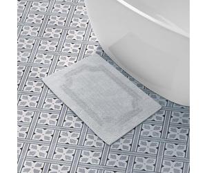 Laura Ashley Reversible Cotton Bath Mat, Light Grey, 17in. X 24in