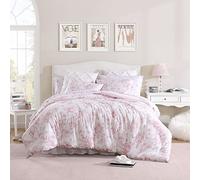 Laura Ashley Reversible Cotton Bedding with Matching Sham(s), Farmhouse Home Décor, Delphine Pink, King
