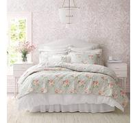 Laura Ashley Reversible Cotton Bedding with Matching Sham(s), Lightweight Home Decor for All Seasons, Melany Pink, King